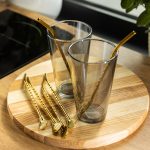 Набір багаторазових ложок-трубочок 6 шт для напоїв 19,5 см з щіткою Золотистий HP-20-56 - Зображення 2