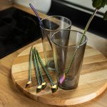 Набір багаторазових ложок-трубочок 6 шт для напоїв 22 см зі щіткою для миття з нержавіючої сталі Хамелеон HP-20-21 - Зображення 4