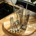 Набір багаторазових ложок-трубочок 6 шт для напоїв 22 см зі щіткою для миття з нержавіючої сталі Сірий HP-20-19 - Зображення 4