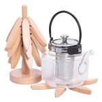 Набір підставок під гаряче з дерева 3 шт Ø19 (см) + тримач підставки на стіл під гаряче HB-40-4BE