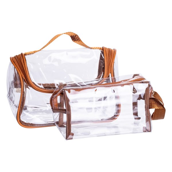 Набір прозорих жіночих косметичок для дому 2 (шт) Коричневий HP-16-3K