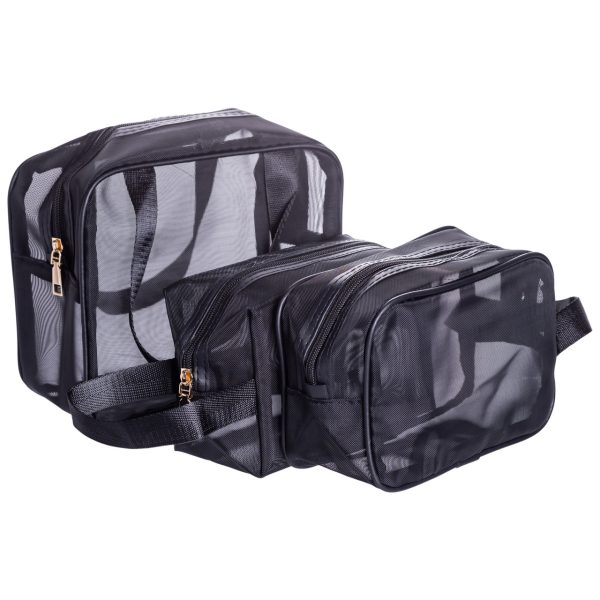 Набір прозорих жіночих косметичок для дому 3 (шт) Чорний HP-16-5K