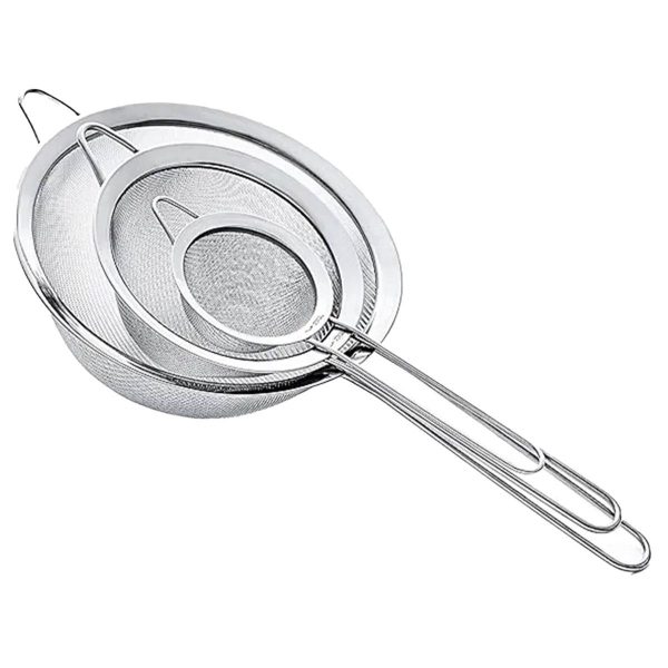 Набір ситечок для чаю, круп і борошна (3 шт.) з нержавіючої сталі 8/10/12 см Сріблястий HP-19-12