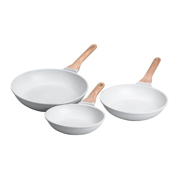 Набір алюмінієвих сковорідок з товстим дном MGC (3 предмети), білий HP-4-410W