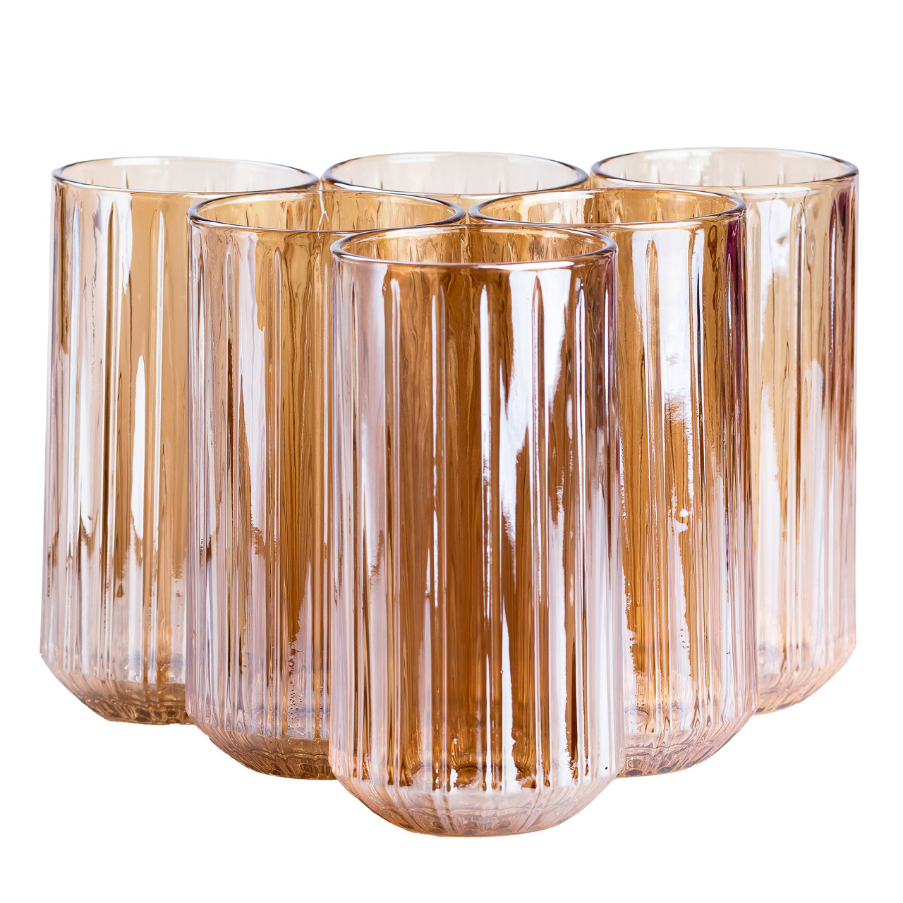 Набір склянок 6 штук по 380 мл скляний коричневий HP525 - Зображення 1