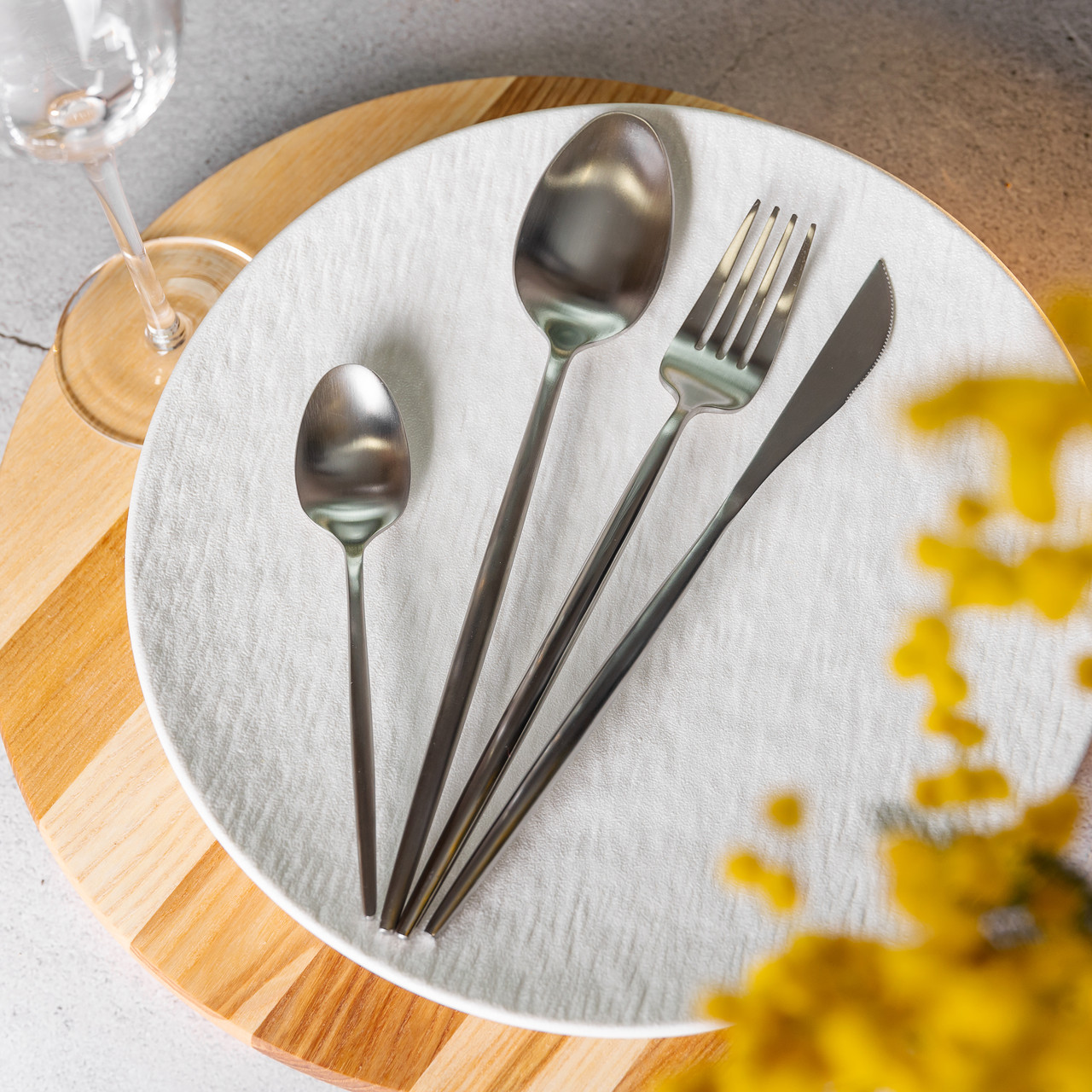 Набір столових приборів 24 предмети столовий набір на 6 персон Сріблястий HP-20-16 - Зображення 3