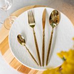 Набір столових приборів золото на 6 персон 24 предмети ложки, виделки, ножі Золото HP-20-15 - Зображення 4