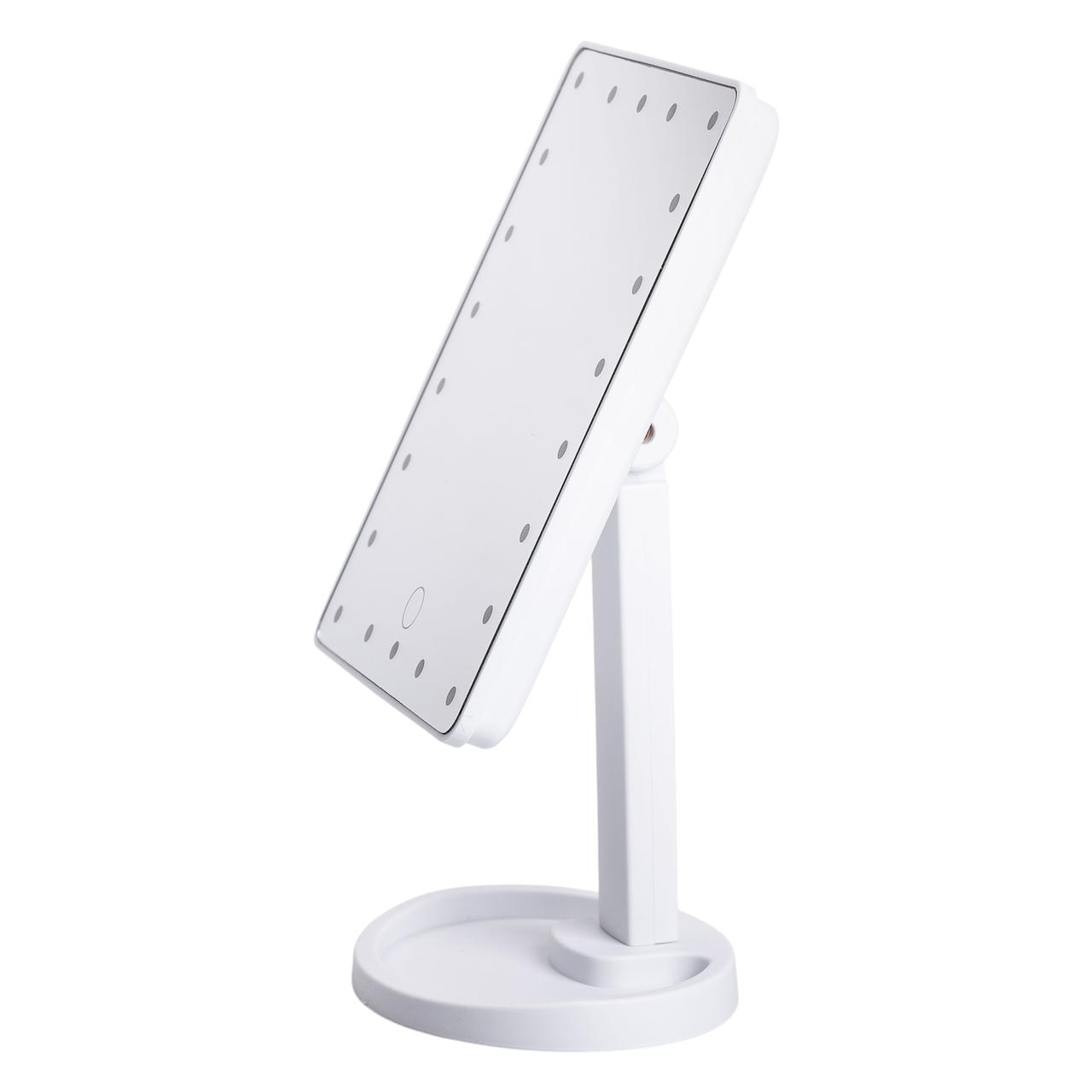 Настільне дзеркало з підсвічуванням 22 LED для макіяжу 21х16 см прямокутне на ніжці USB Біле HP-10-4AW - Зображення 1