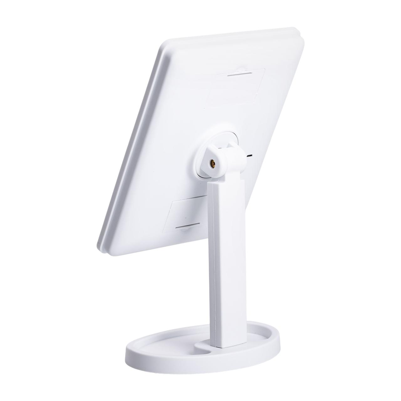 Настільне дзеркало з підсвічуванням 22 LED для макіяжу 21х16 см прямокутне на ніжці USB Біле HP-10-4AW - Зображення 2