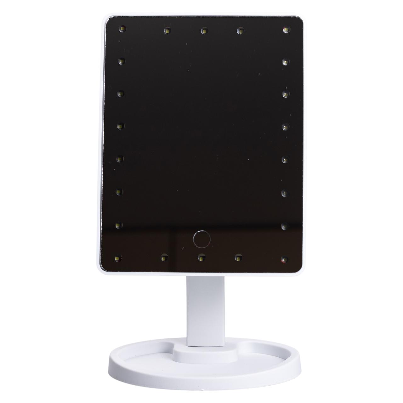 Настільне дзеркало з підсвічуванням 22 LED для макіяжу 21х16 см прямокутне на ніжці USB Біле HP-10-4AW - Зображення 3