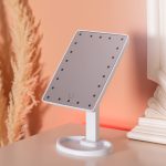 Настільне дзеркало з підсвічуванням 22 LED для макіяжу 21х16 см прямокутне на ніжці USB Біле HP-10-4AW - Зображення 5