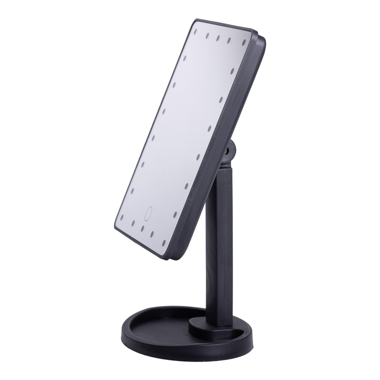 Настільне дзеркало з підсвічуванням 22 LED для макіяжу 21х16 см прямокутне на ніжці USB Чорне HP-10-4AB - Зображення 1