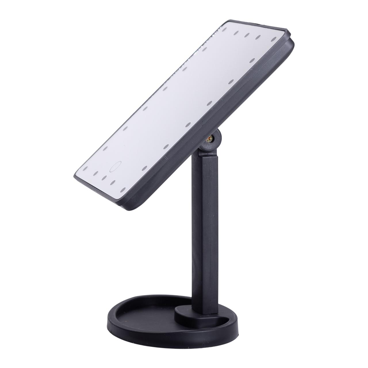 Настільне дзеркало з підсвічуванням 22 LED для макіяжу 21х16 см прямокутне на ніжці USB Чорне HP-10-4AB - Зображення 2