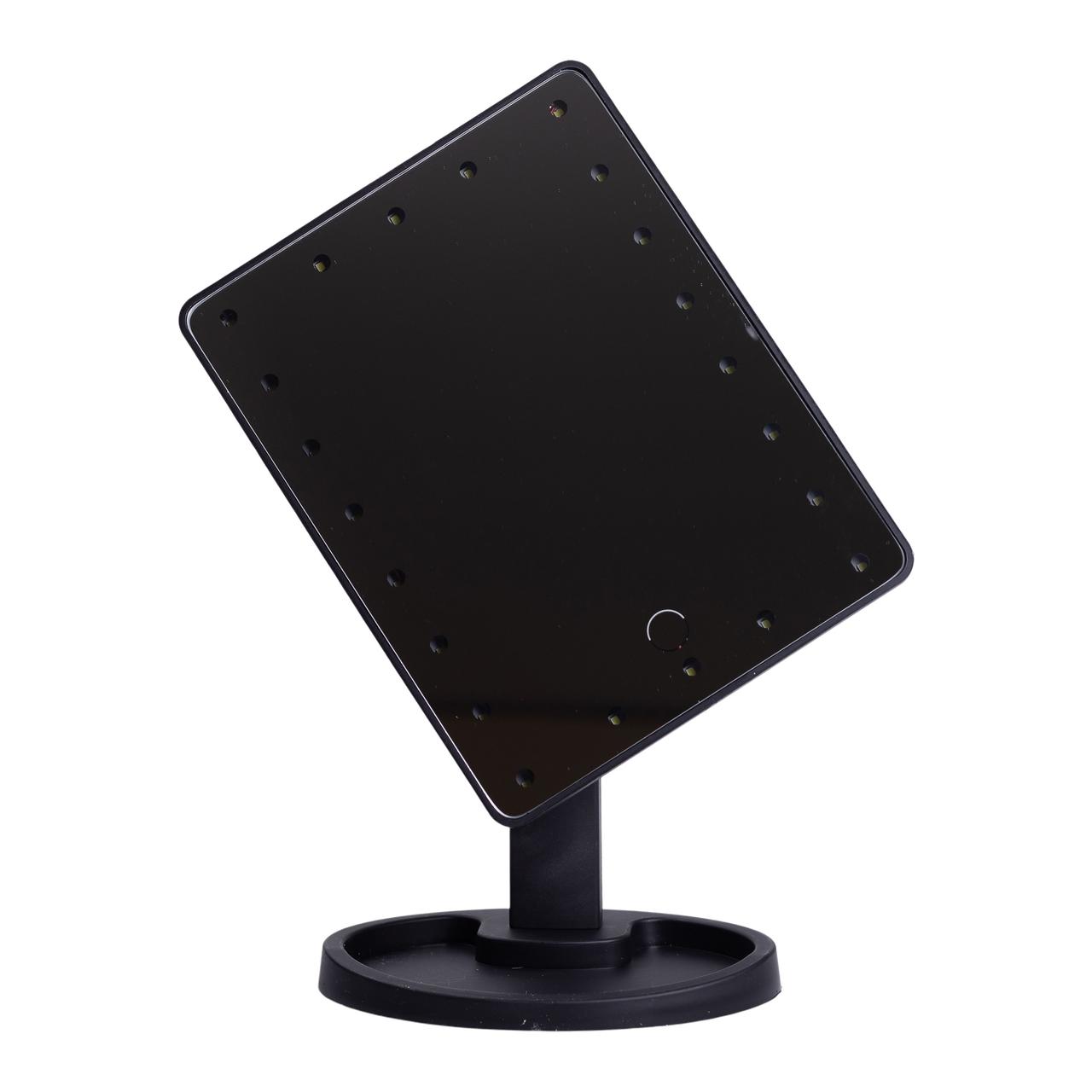 Настільне дзеркало з підсвічуванням 22 LED для макіяжу 21х16 см прямокутне на ніжці USB Чорне HP-10-4AB - Зображення 3