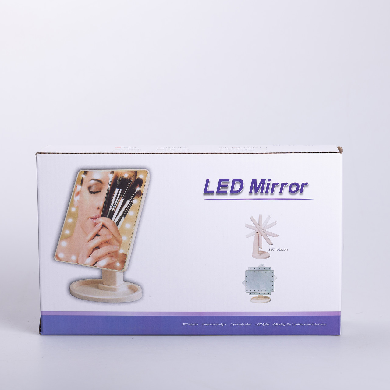 Настільне дзеркало з підсвічуванням 22 LED для макіяжу 21х16 см прямокутне на ніжці USB Чорне HP-10-4AB - Зображення 6