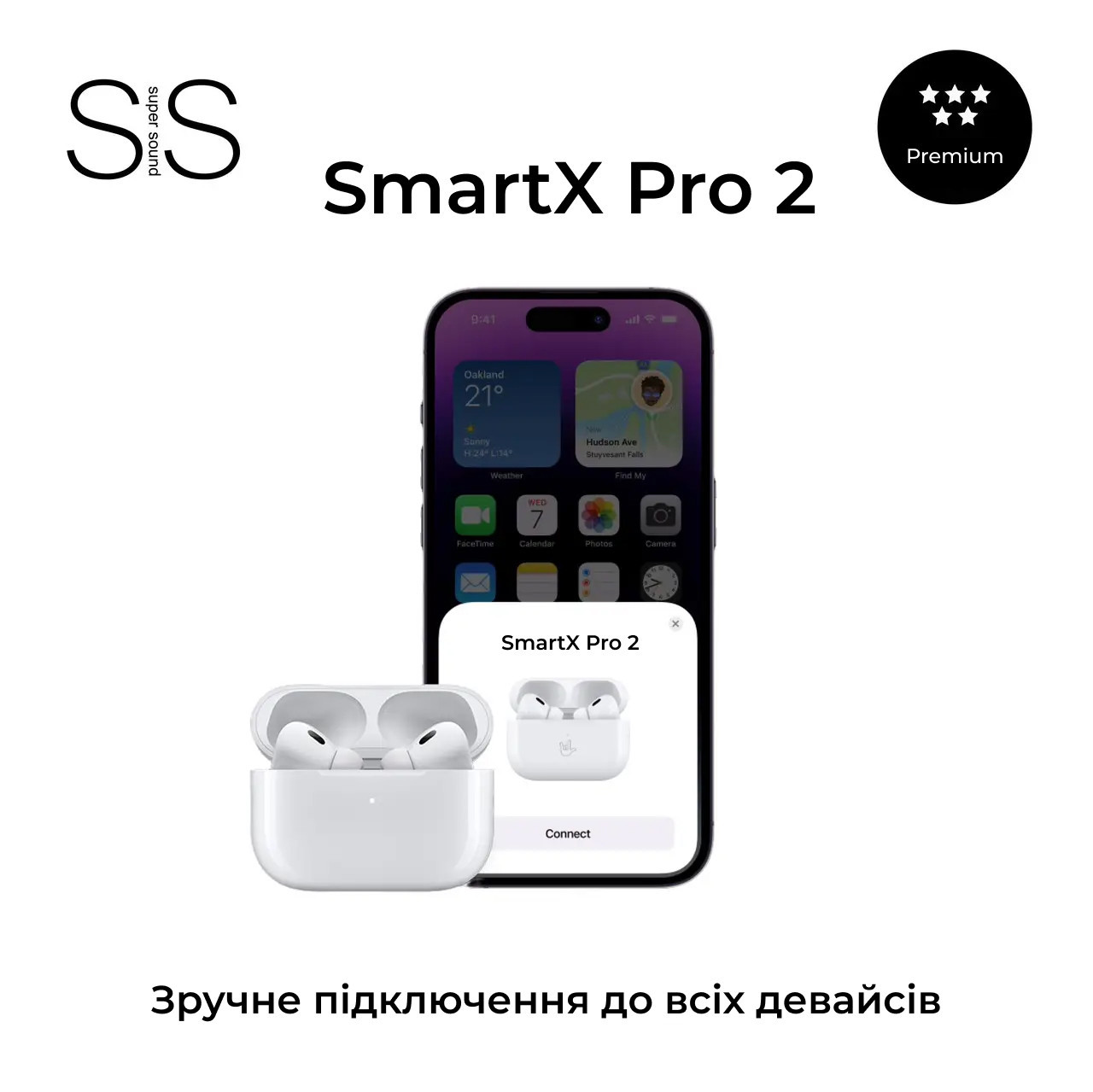 Навушники бездротові TWS SmartX Pro 2 Premium Bluetooth навушники з мікрофоном SAP2P - Зображення 3