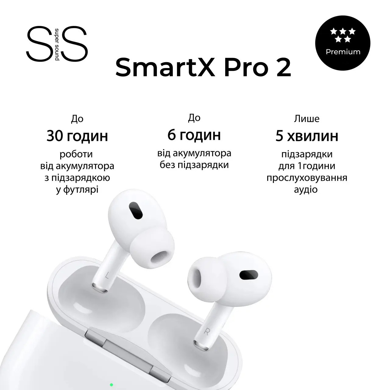 Навушники бездротові TWS SmartX Pro 2 Premium Bluetooth навушники з мікрофоном SAP2P - Зображення 8