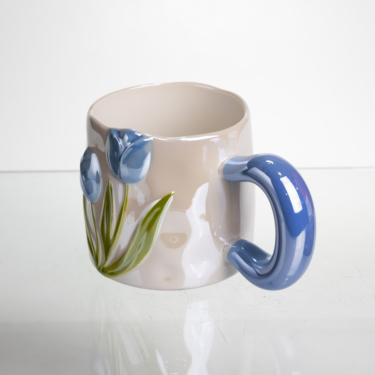Порцелянова чашка для чаю та кави "Ніжний Тюльпан" з 3D-декором 400 мл Блакитний FM-40D - Зображення 2