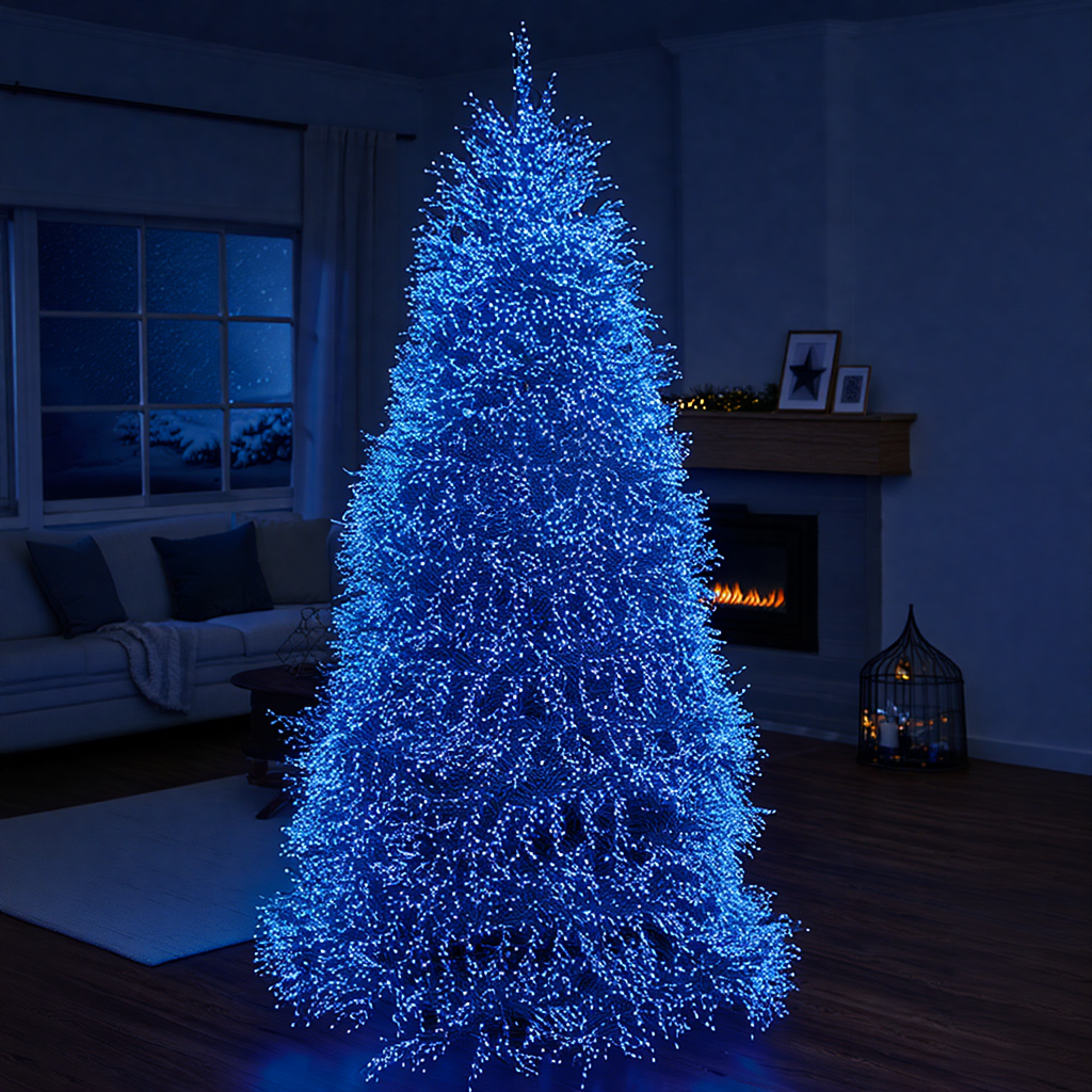 Новорічна гірлянда Хвойна лапа кімнатна роса 100 м 3000 LED зелений провід Синє сяйво D3000L100MGBL - Зображення 5