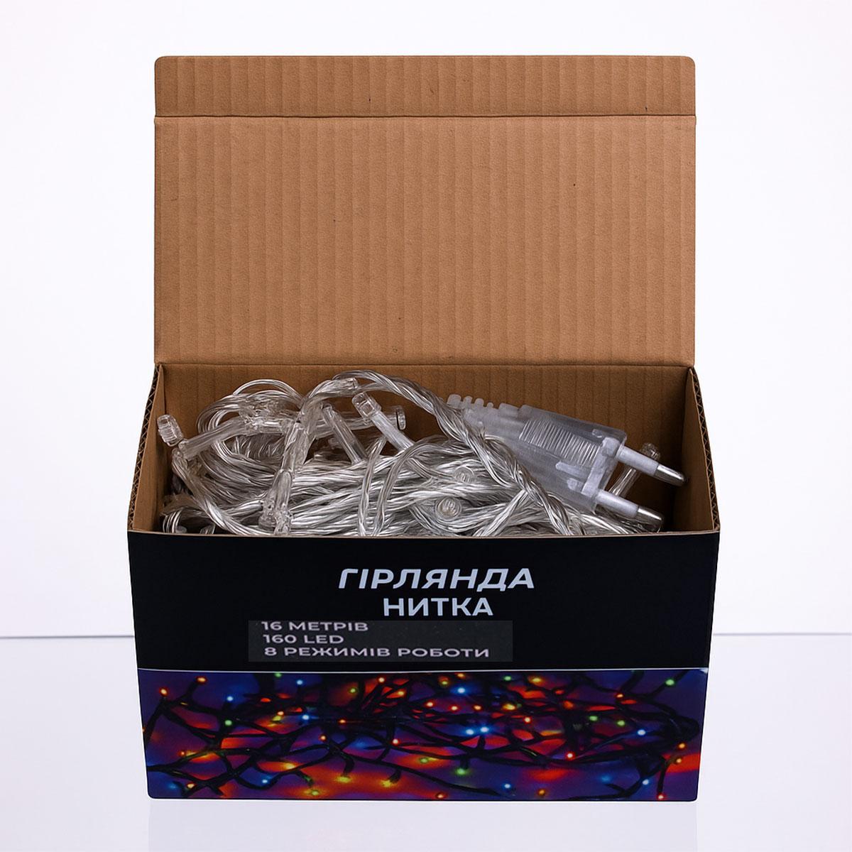 Новорічна гірлянда кімнатна нитка 14 м 160 LED кімнатна гірлянда білий провід Жовте світло W160LED16MWY - Зображення 6