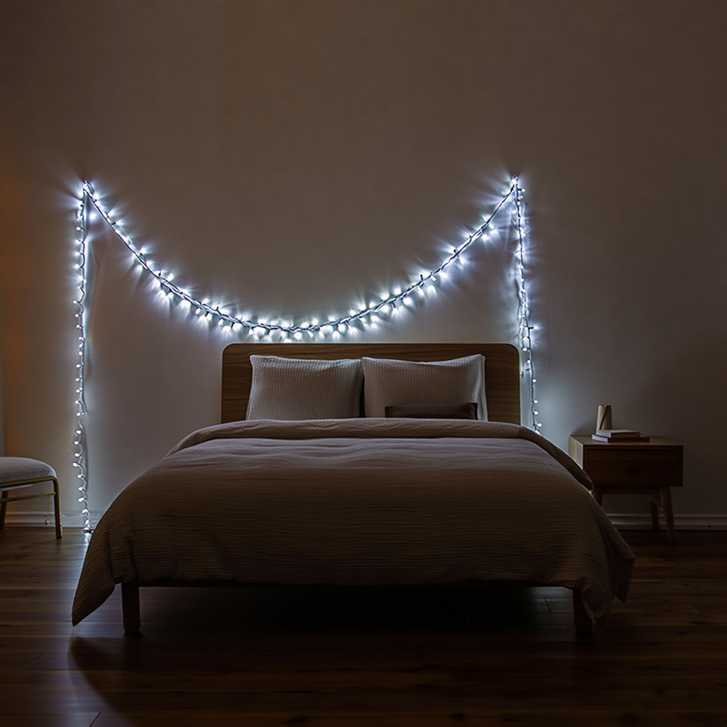 Новорічна гірлянда кімнатна нитка 14 м 160 LED кімнатна гірлянда чорний провід Біле світло W160LED16MBW - Зображення 6