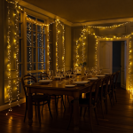 Новорічна гірлянда кімнатна нитка 14 м 160 LED чорний провід Жовтий W160LED16MBY - Зображення 4