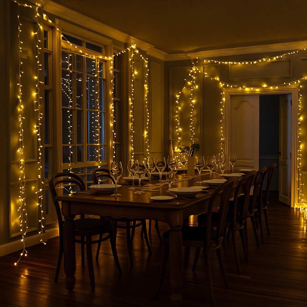 Новорічна гірлянда кімнатна нитка 14 м 160 LED чорний провід Жовтий W160LED16MBY - Зображення 4