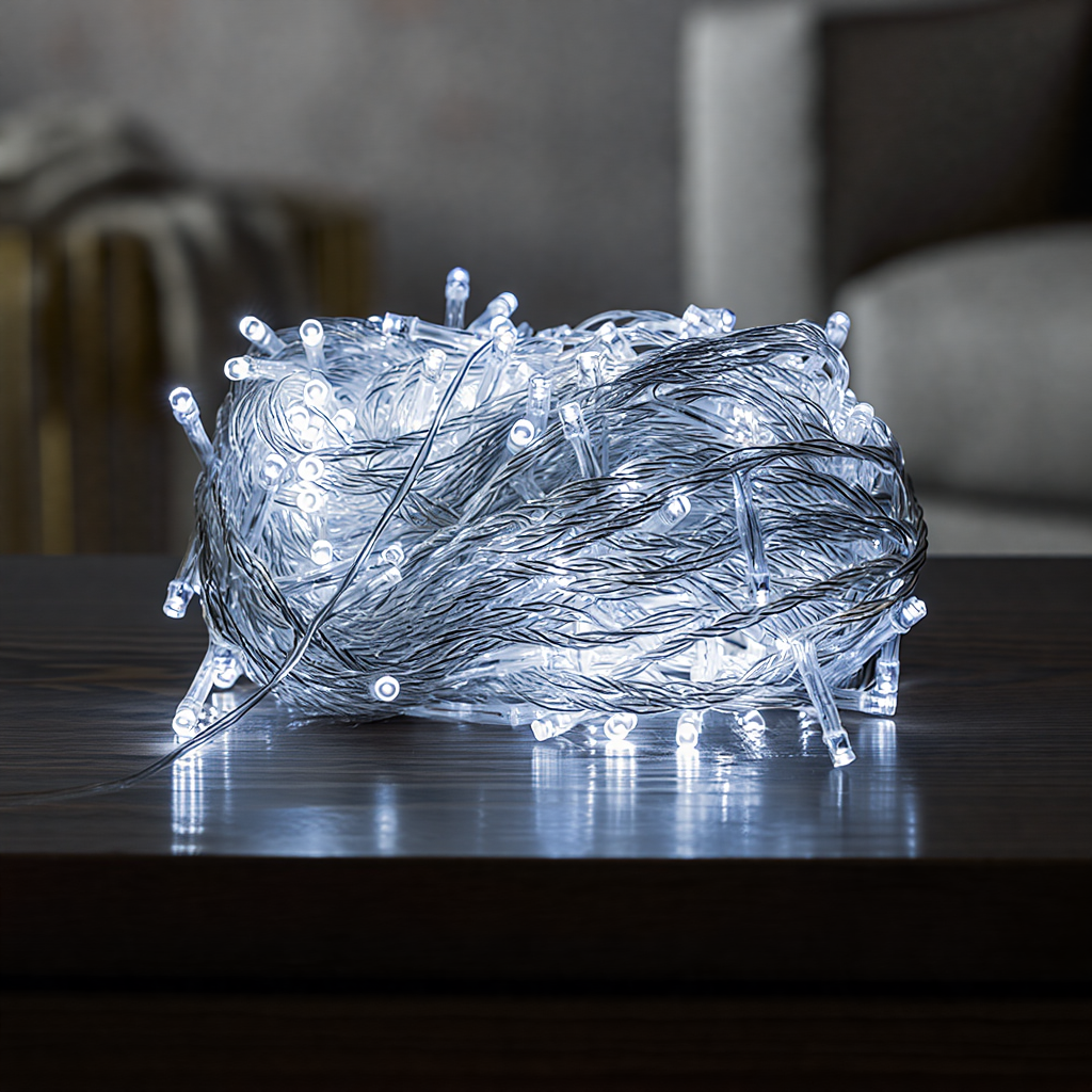 Новорічна гірлянда кімнатна нитка 18 м 180 LED білий провід Білий W180LED18MWW - Зображення 5