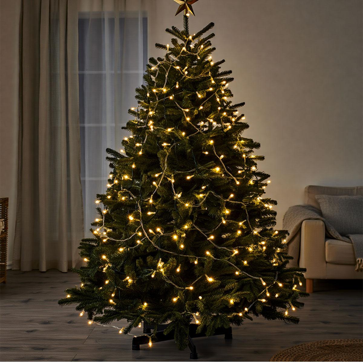 Новорічна гірлянда кімнатна нитка 18 м 180 LED кімнатна гірлянда білий провід Жовте світло W180LED18MWY - Зображення 5