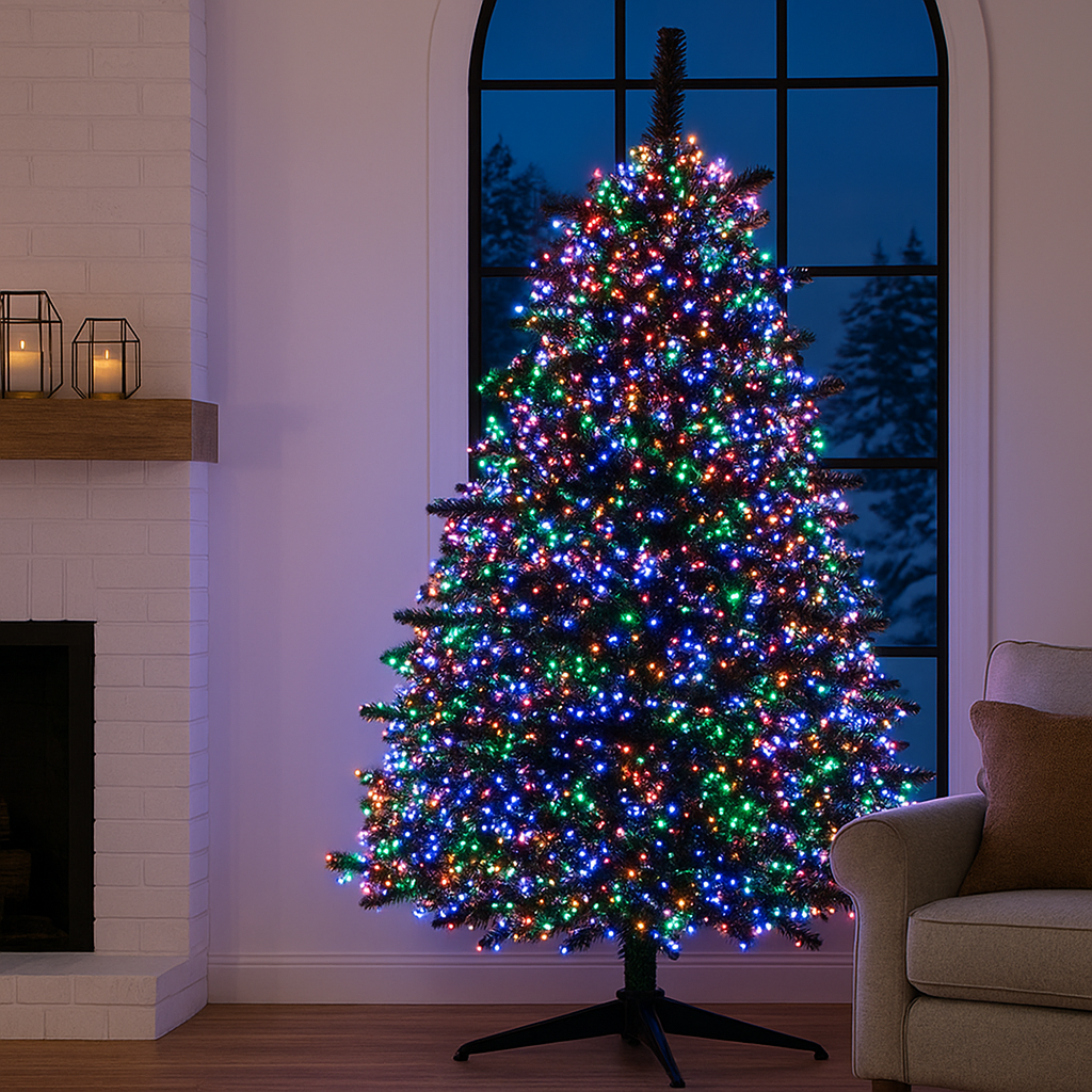 Новорічна гірлянда кімнатна роса Хвойна лапа 50 м 1500 LED білий провід Мультиколор D1500L50MWML - Зображення 2