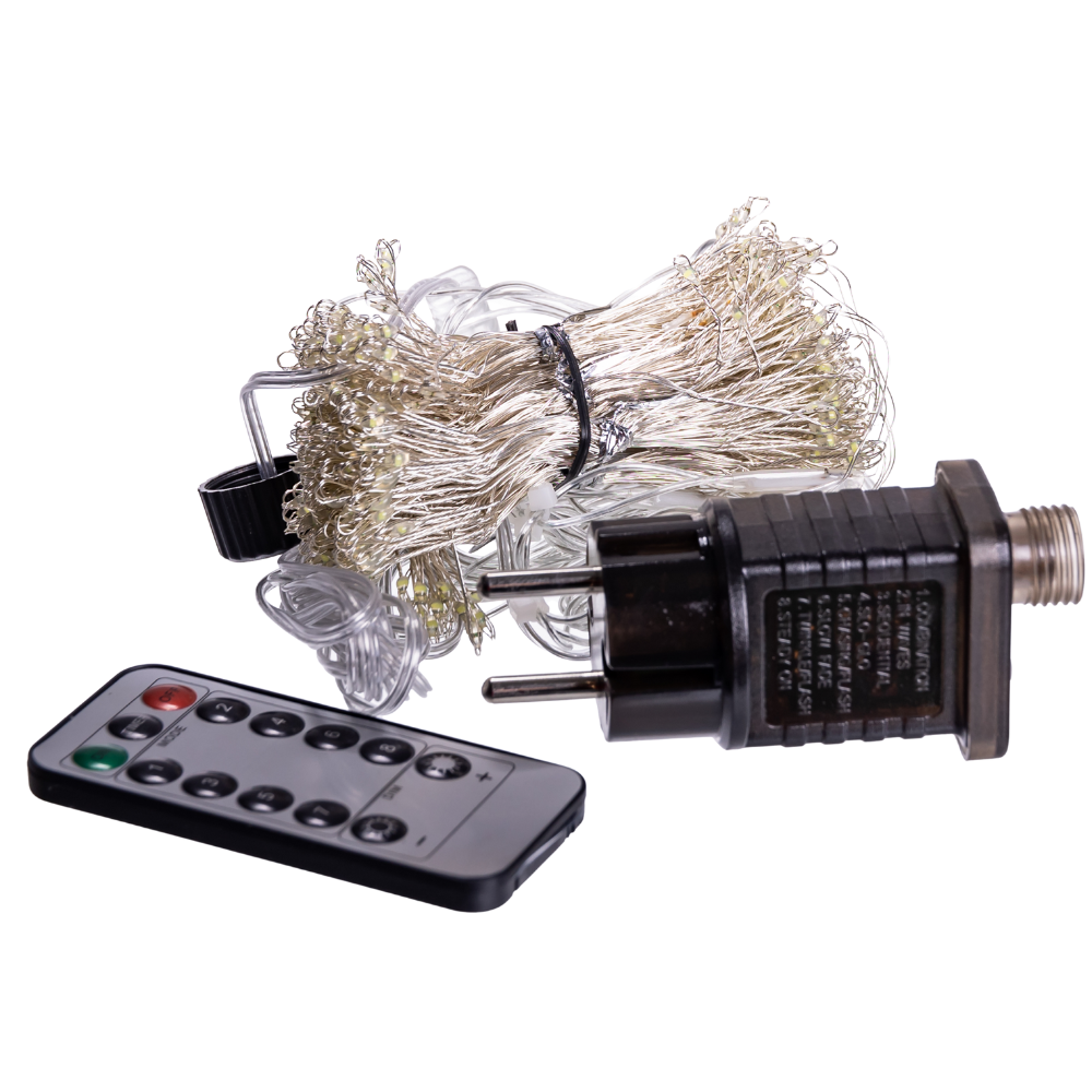 Новорічна гірлянда кімнатна штора роса Хвойна лапа 3х3 м 600 LED Біле світло D600LED3MW - Зображення 3