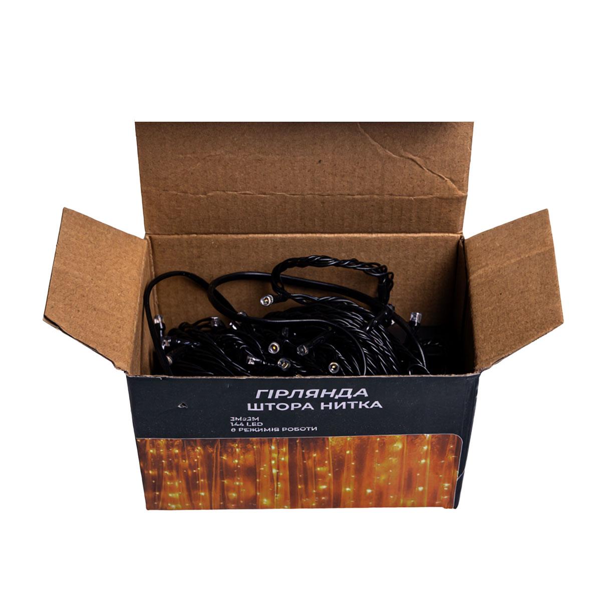 Новорічна гірлянда штора 3х2 м 144 LED кімнатна білий провід Жовтий ZWM32144LEDY - Зображення 7