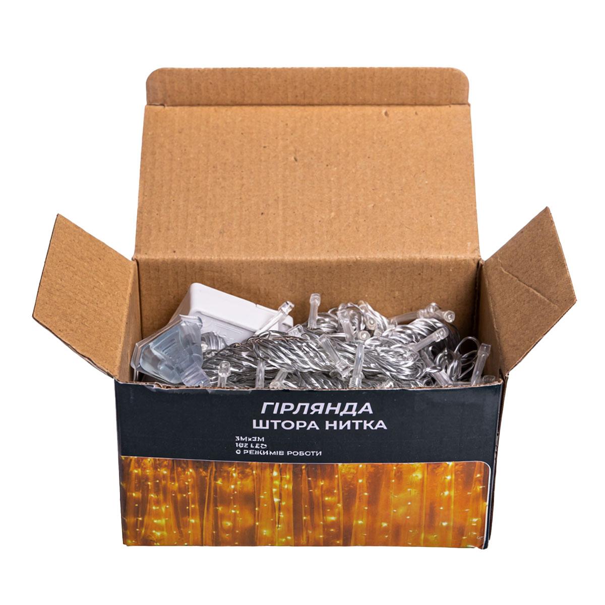 Новорічна гірлянда штора 3х3 м 192 LED кімнатна білий провід Білий ZWM33192LEDW - Зображення 5