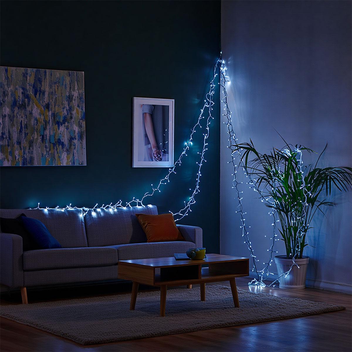 Новорічна гірлянда вулична 100 м 1000 LED із сонячною батареєю 8 режимів роботи чорний провід Біле світло SB1000L100MBW - Зображення 4