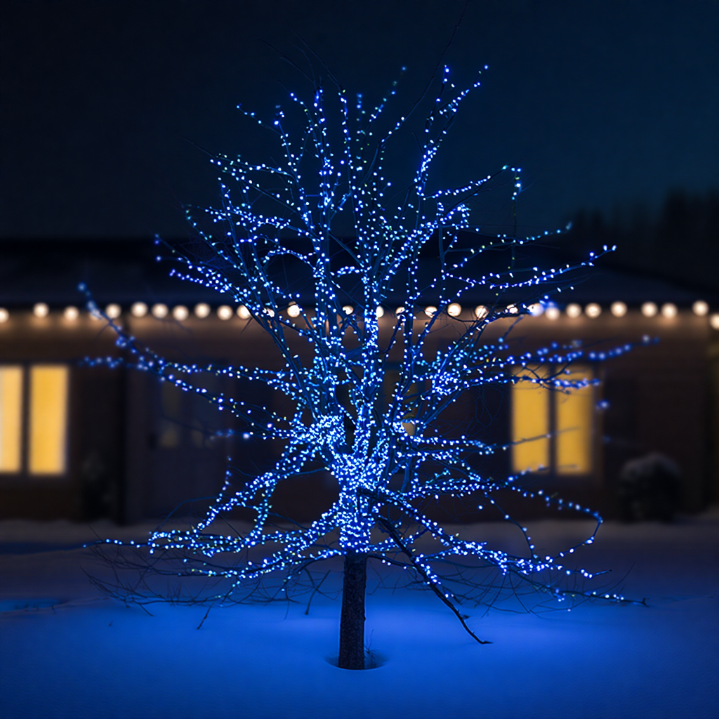 Новорічна гірлянда вулична 100 м 1000 LED із сонячною батареєю 8 режимів роботи чорний провід Синій SB1000L100MBBL - Зображення 3