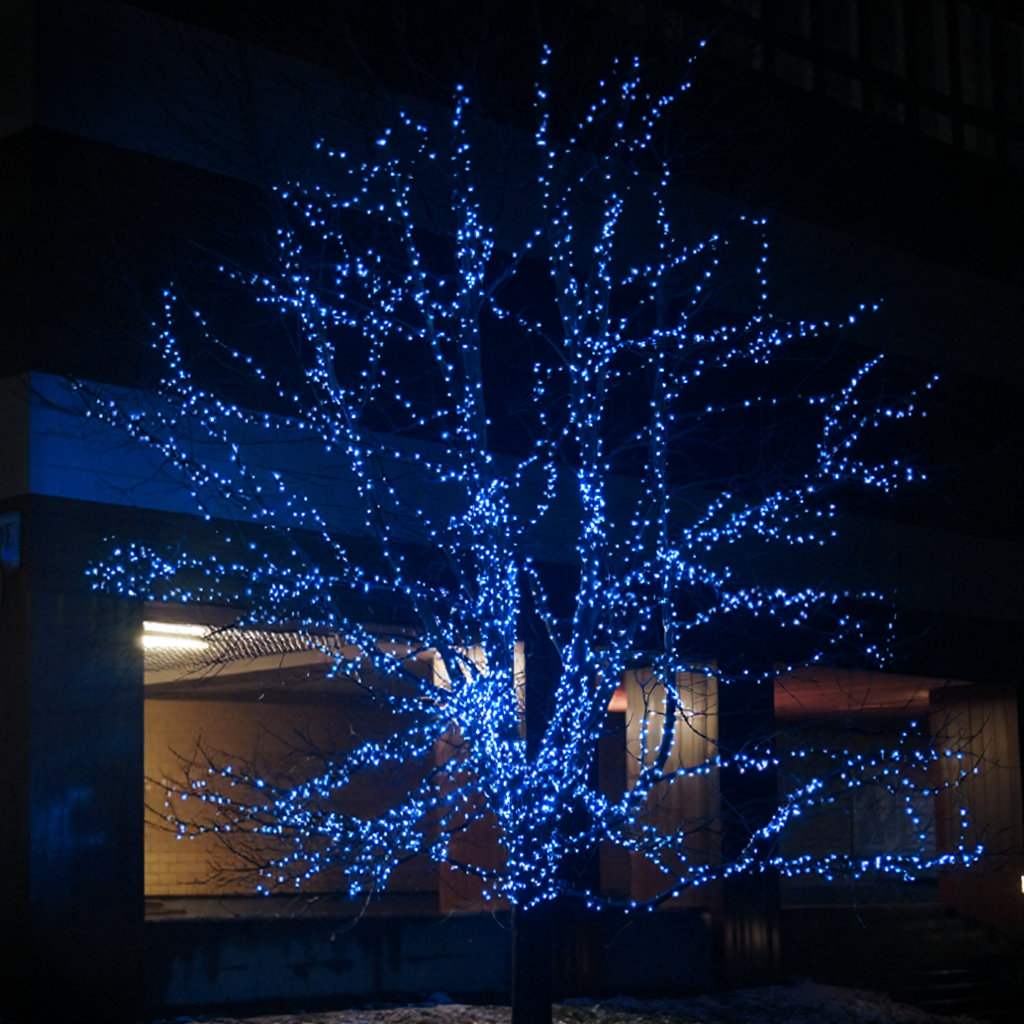 Новорічна гірлянда вулична 100 м 1000 LED із сонячною батареєю 8 режимів роботи чорний провід Синій SB1000L100MBBL - Зображення 4