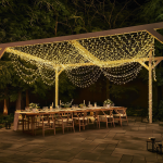 Новорічна гірлянда вулична 100 м 1000 LED із сонячною батареєю 8 режимів роботи чорний провід Жовте світло SB1000L100MBY - Зображення 3