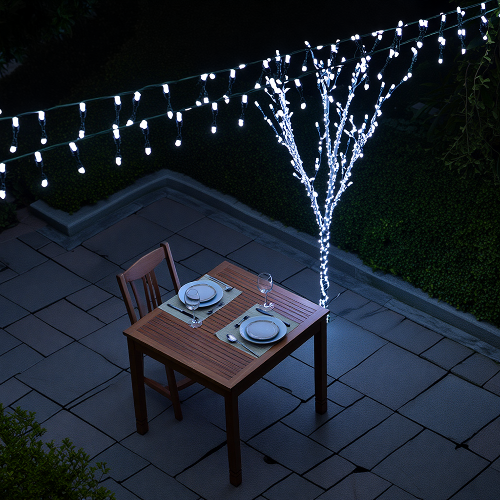 Новорічна гірлянда вулична 30 м 300 LED з сонячною батареєю чорний провід Білий SB300L30MBW - Зображення 5