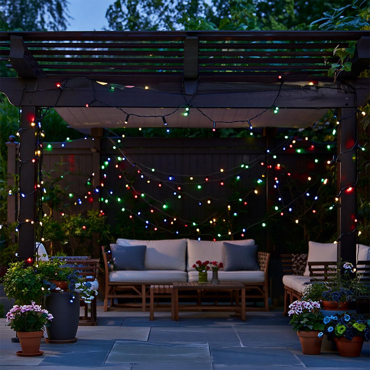 Новорічна гірлянда вулична 50 м 500 LED з сонячною батареєю чорний провід Мультиколір SB500L50MBML - Зображення 3