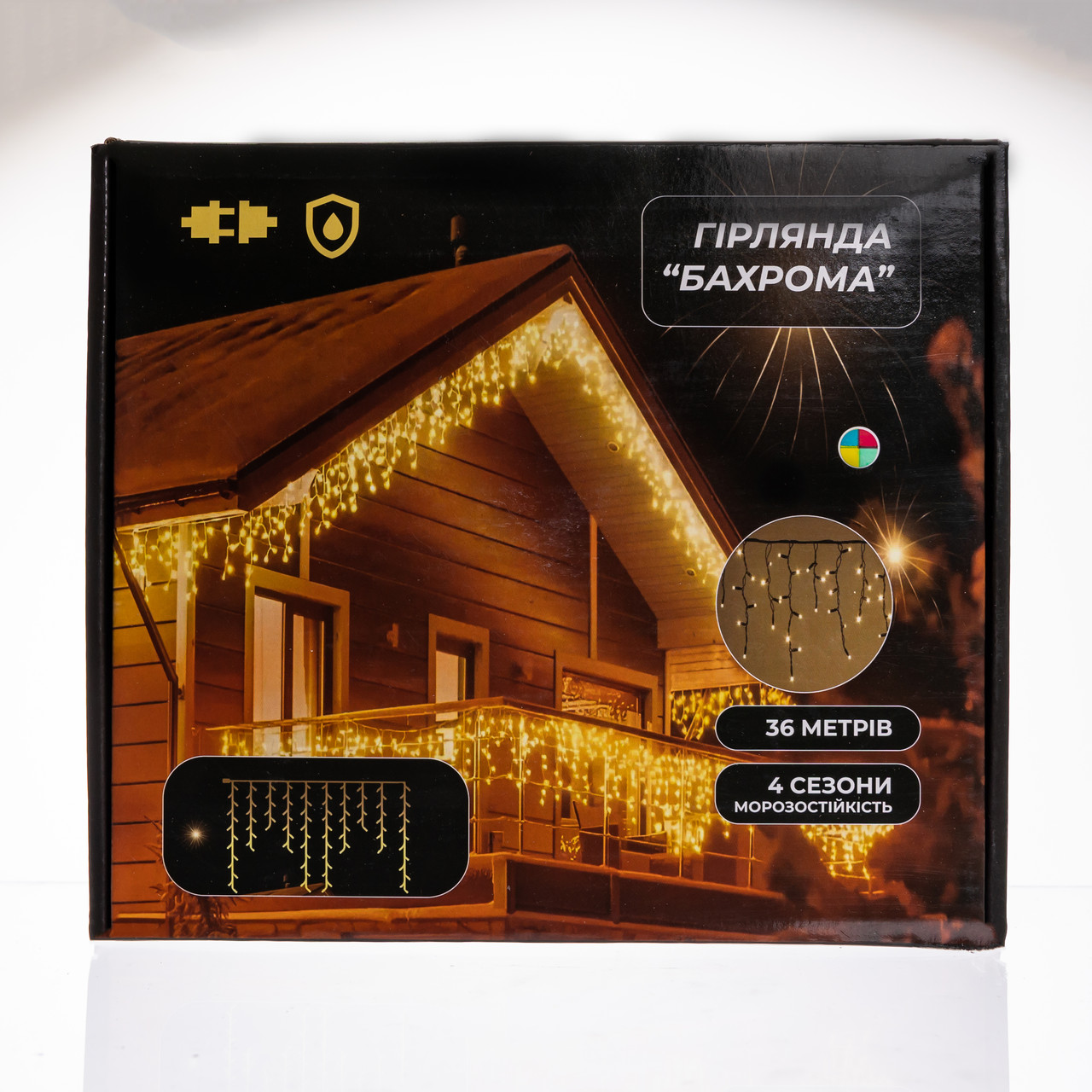 Новорічна гірлянда вулична Бахрома 36 м 600 LED чорний провід Мультиколор 36МBML - Зображення 5
