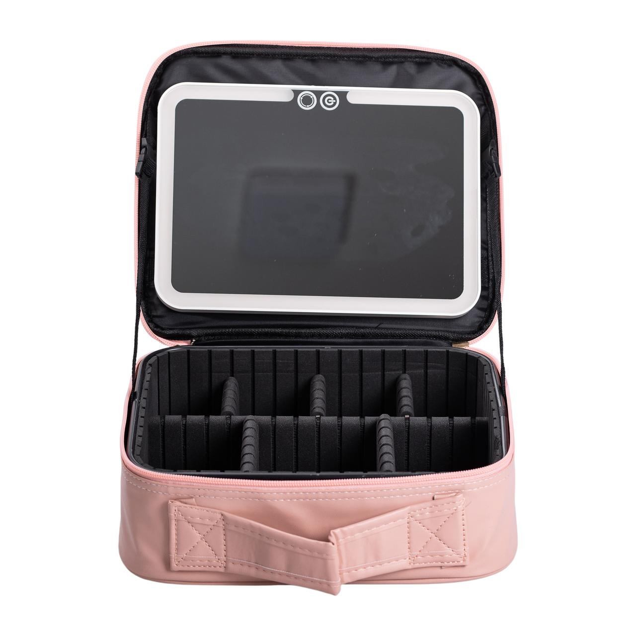 Органайзер косметичка з еко шкіри з дзеркалом та підсвічуванням 26×22×9 см HP-10-2AP - Зображення 1