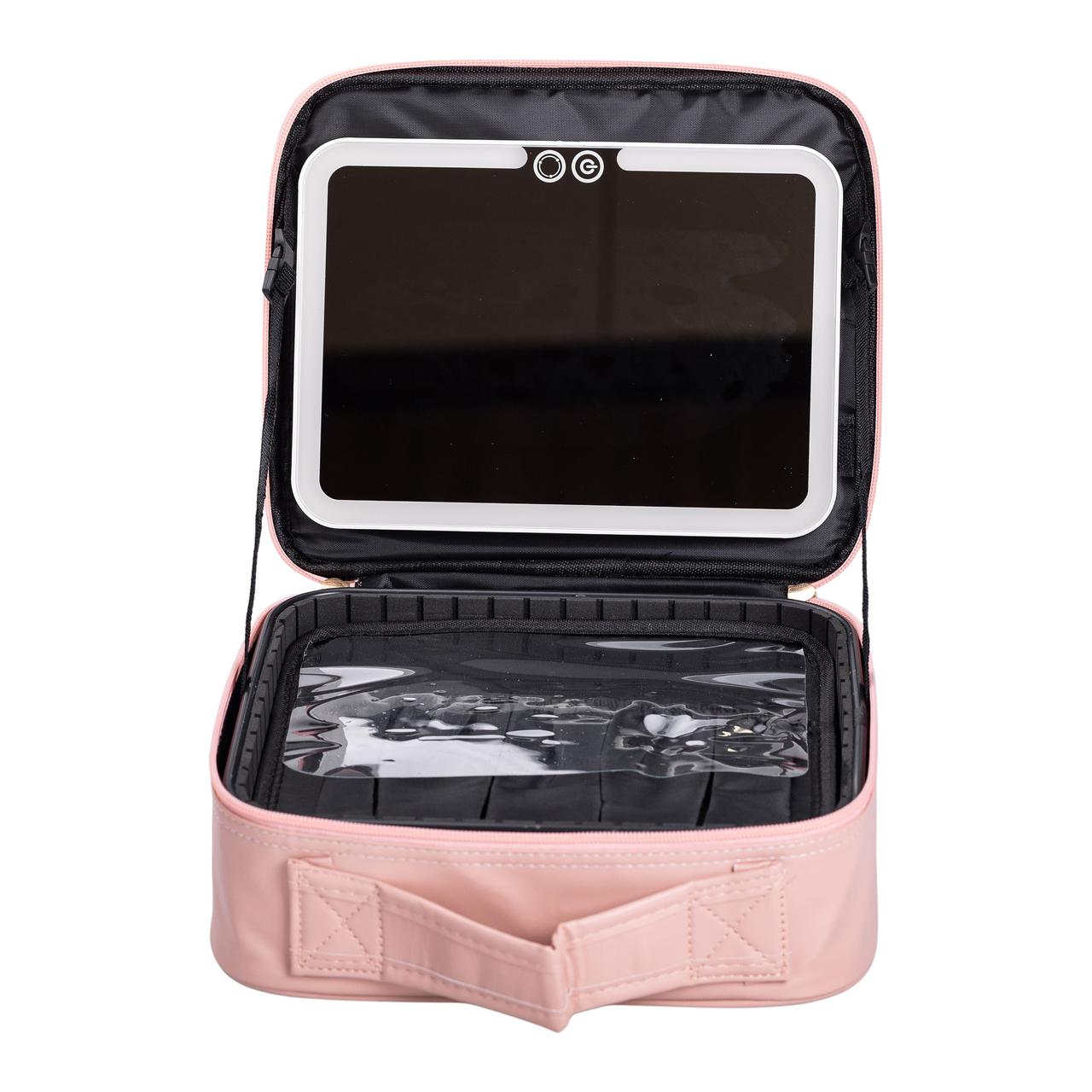 Органайзер косметичка з еко шкіри з дзеркалом та підсвічуванням 26×22×9 см HP-10-2AP - Зображення 2