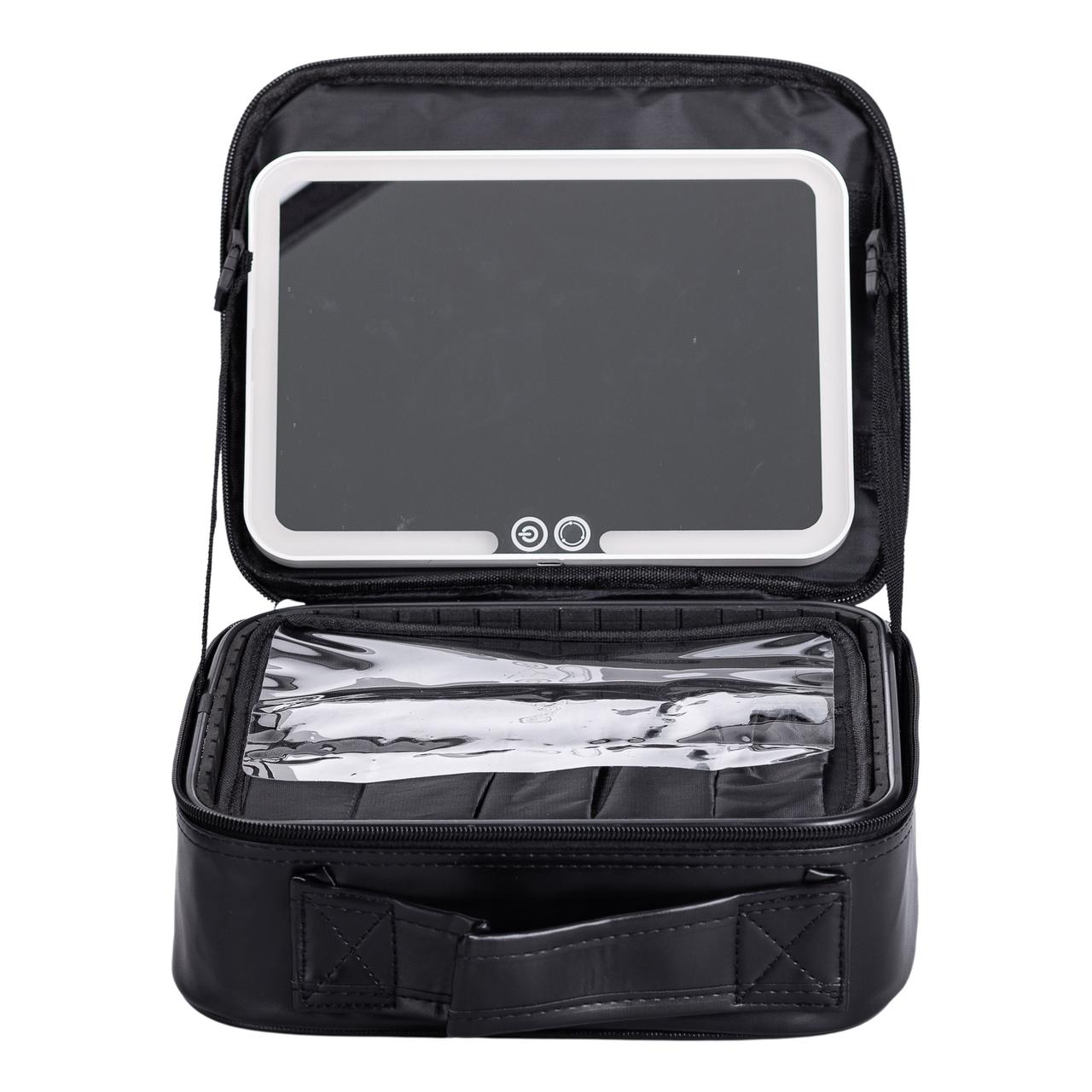 Органайзер косметичка з еко шкіри з дзеркалом та підсвічуванням 26×22×9 см HP-10-2AB - Зображення 7