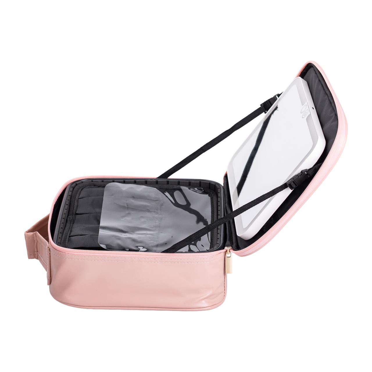 Органайзер косметичка з еко шкіри з дзеркалом та підсвічуванням 26×22×9 см HP-10-2AP - Зображення 5