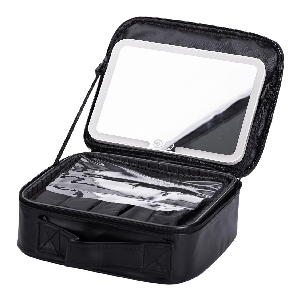 Органайзер косметичка з еко шкіри з дзеркалом та підсвічуванням 26×22×9 см HP-10-2AB - Зображення 10