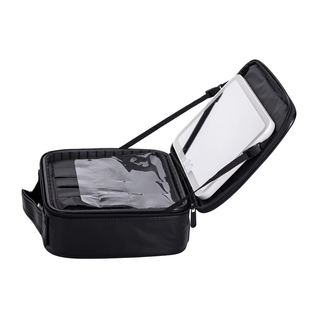 Органайзер косметичка з еко шкіри з дзеркалом та підсвічуванням 26×22×9 см HP-10-2AB - Зображення 1