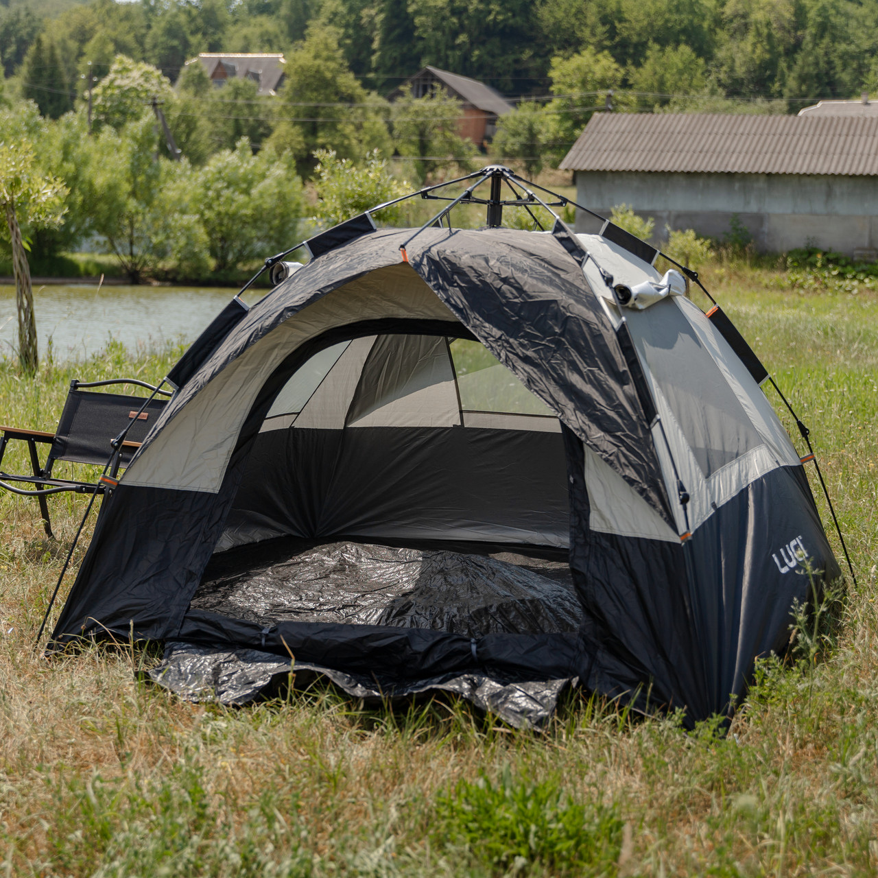 Намет автоматичний тримісний 2 на 2 (м) кемпінговий туристичний LU-016B Чорний - Зображення 2