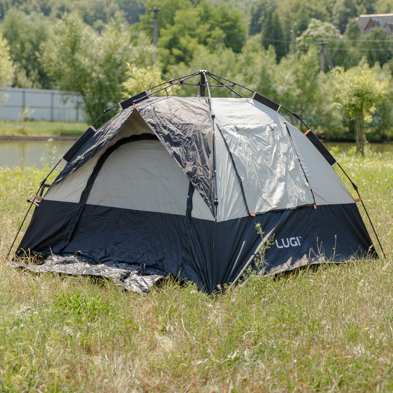Намет автоматичний тримісний 2 на 2 (м) кемпінговий туристичний LU-016B Чорний - Зображення 4