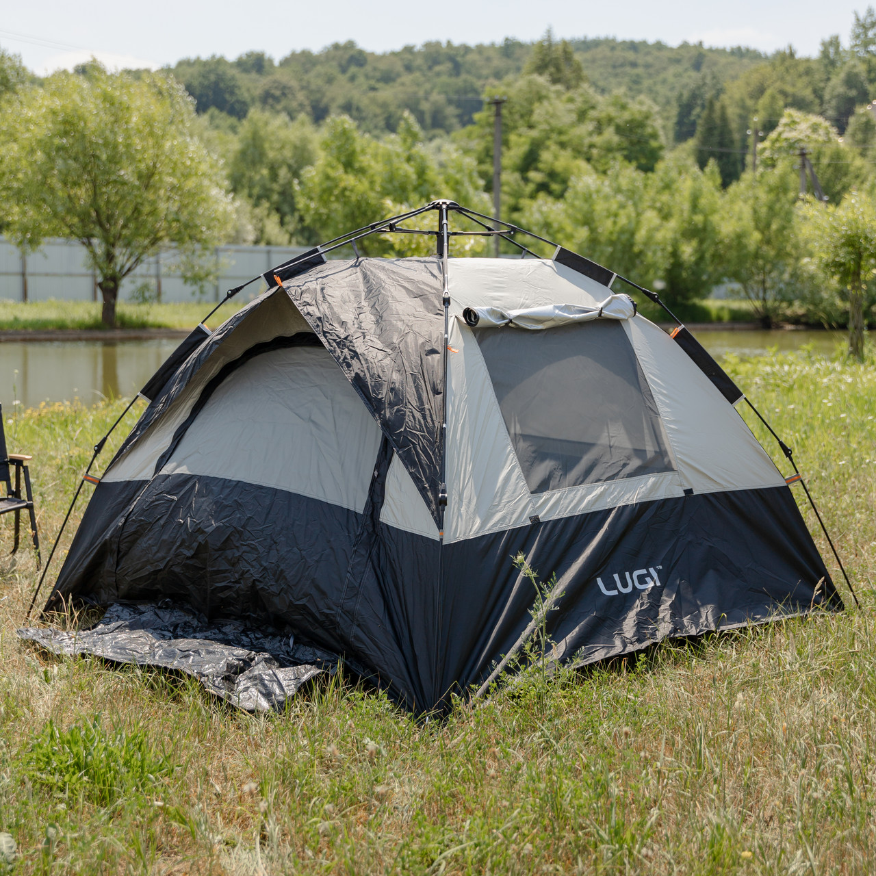 Намет автоматичний тримісний 2 на 2 (м) кемпінговий туристичний LU-016B Чорний - Зображення 5