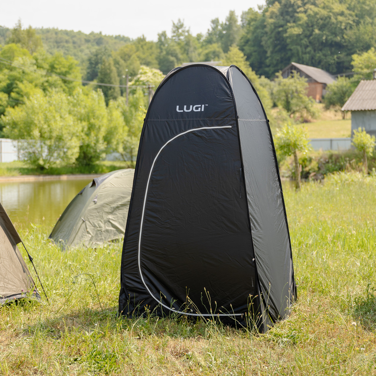 Намет душ-туалет для кемпінгу автомат 120×120×190 (см) тент для душу та туалету туристичний LU-015DB Чорний - Зображення 3